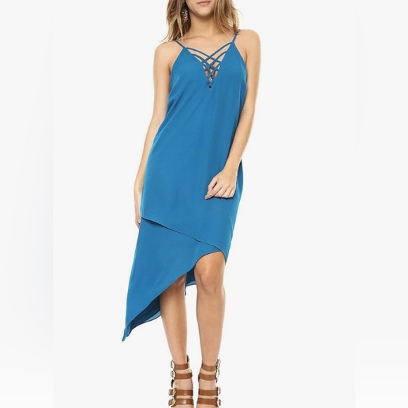 Guess Womens Sleeveless Ellia Strappy Asymetrical Dress - Picture 3 of 5